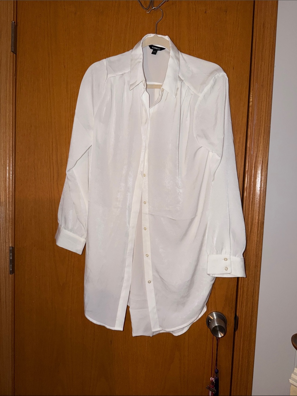 Classic White Button-Up Shirt- long